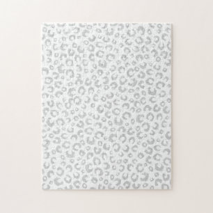 Elegante White Silver Glitzer Leopard Animal Print