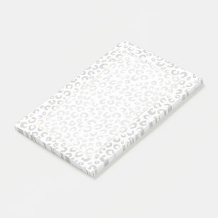 Elegante White Silver Glitzer Leopard Animal Print Post-it Klebezettel