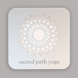 Elegante White Silver Lotus Blume Floral Mandala Quadratische Visitenkarte