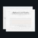 Elegante White/Silver Wedding Writable Advice Card Hinweiskarte<br><div class="desc">Diese bezaubernden, schriftlichen Advice Cards sind perfekte Ergänzung zu jeder Hochzeit. Gib diese Karten einfach an deine Gäste, zusammen mit den schönen Tips Sharpie Stiften. Ihre Gäste können sich dann alle Ratschläge für die neue Braut und den neuen Bräutigam notieren. Diese sind in einer Größe von 4, 25" x 5,...</div>