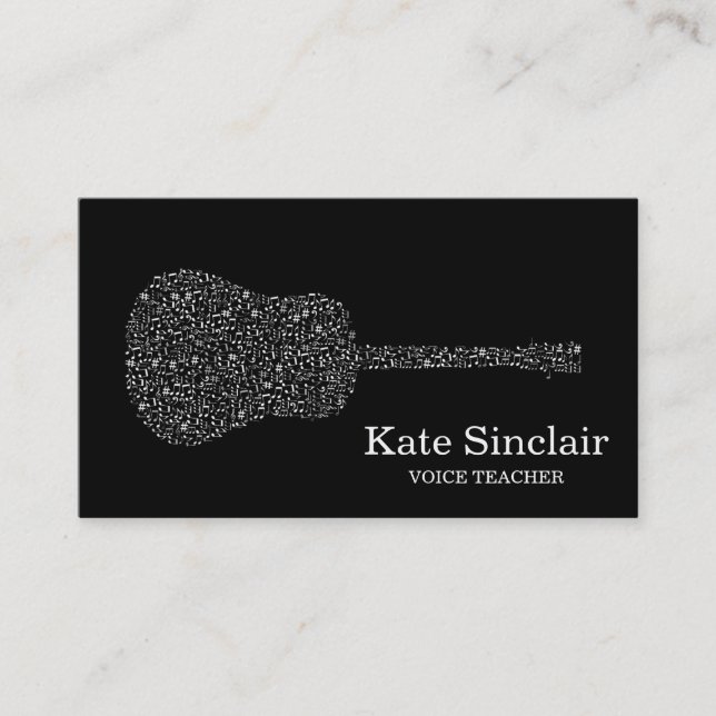 Elegante White Singer Music Voice Teacher Musical Visitenkarte (Vorderseite)
