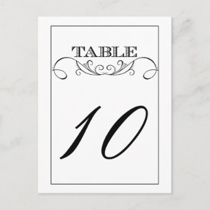 Elegante White Swirl Wedding Tischnummer Cards