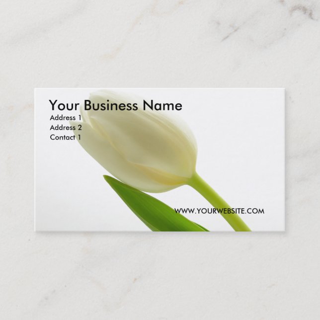 Elegante White Tulip Business Card Visitenkarte (Vorderseite)