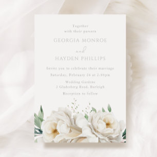 Elegante White Wedding Flowers Einladung Hochzeit