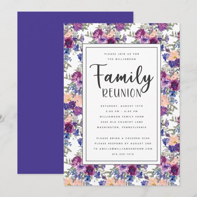 Elegante Wiedersehen mit Hand Letterskriptfamilie Einladung (Vorne/Hinten)