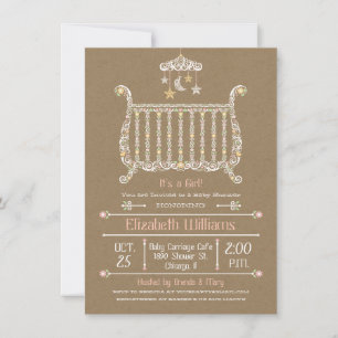 Elegante Wiege – Einladung zur Babyparty für Mädch