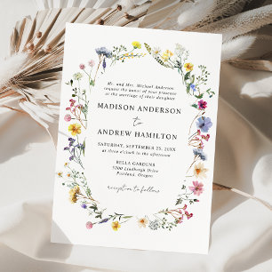 Elegante Wiesenhochzeit mit Wildblumen Einladung