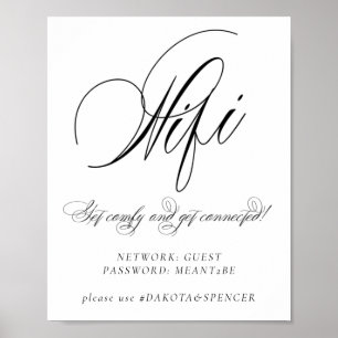 Elegante Wifi- und Social Media Black Calligraphy Poster