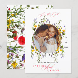 Elegante Wild Blume Blooming Garden Wedding Foto Save The Date
