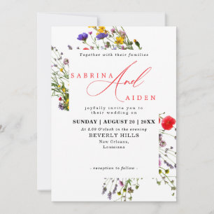 Elegante Wild Blume Blühende Gartenhochzeit Einladung