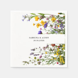 Elegante Wild Blume Blühende Gartenhochzeit Serviette
