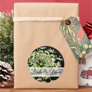 Elegante Wild-Blume mit Wirbel Hochzeitsticker Runder Aufkleber