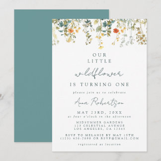Elegante Wildblume 1. Geburtstag Einladung