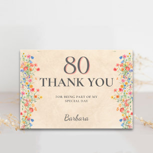 Elegante Wildblume 80. Geburtstag Danke