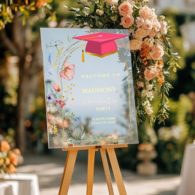 Elegante Wildblume Abschluss Begrüßungszeichen Acrylschild (Von Creator hochgeladen)