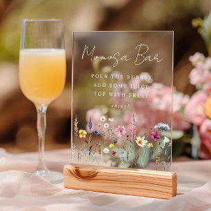 Elegante Wildblume Baby Dusche Momosa Bar Acrylschild