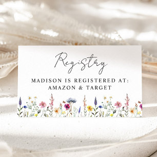 Elegante Wildblume Baby Shower Registry Begleitkarte