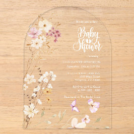 Elegante Wildblume Babydusche Acryleinladungen