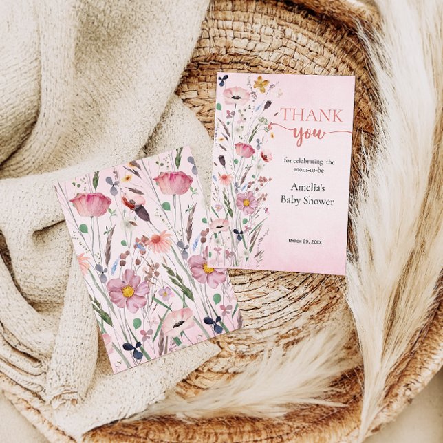 Elegante Wildblume Babydusche Dankeskarte (Von Creator hochgeladen)