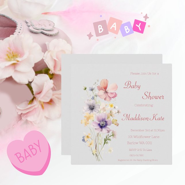 Elegante Wildblume Babydusche Save The Date (Wildflower Baby Shower Save The Date )