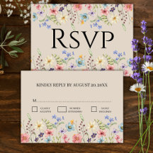Elegante Wildblume Beige Wedding RSVP