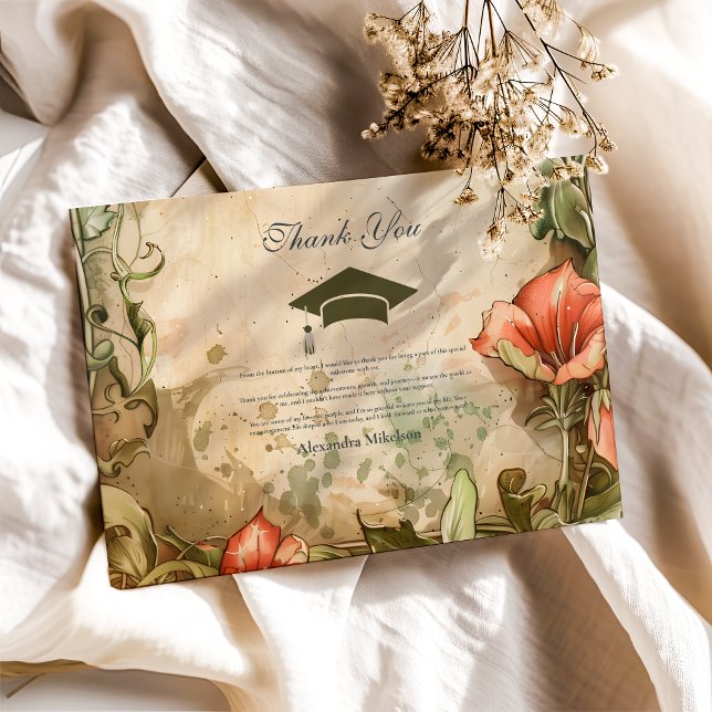 Elegante Wildblume Bloom Graduation Party Dankeskarte (Von Creator hochgeladen)