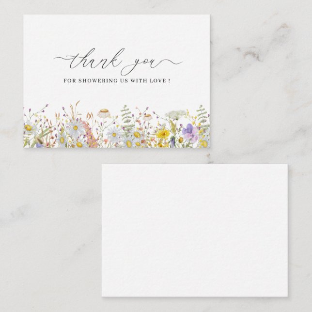 Elegante Wildblume Blumenkarte Dankeschön Karte (Vorne/Hinten)