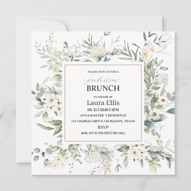 Elegante Wildblume Blumenkohl Abschluss Brunch Einladung (Vorderseite)