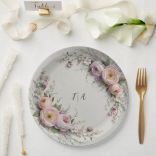 Elegante Wildblume Blumenmuster Sommerhochzeit Pappteller