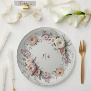 Elegante Wildblume Blumenmuster Sommerhochzeit Pappteller