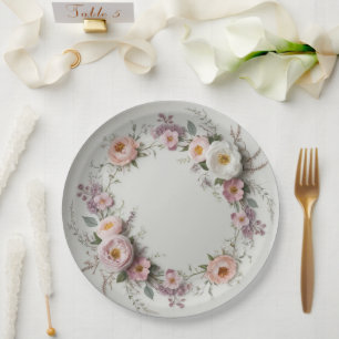 Elegante Wildblume Blumenmuster Sommerhochzeit Pappteller