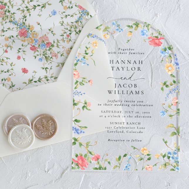 Elegante Wildblume Blumenstrauß Acryleinladungen (Von Creator hochgeladen)