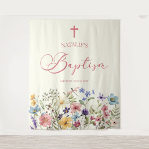 Elegante Wildblume Blumentaufen Wandteppich
