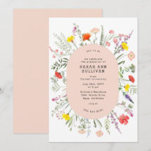 Elegante Wildblume Blush Frame Abschluss laden ein