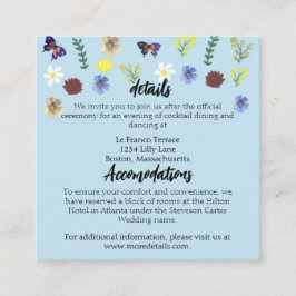 Elegante Wildblume Boho Blue Wedding Begleitkarte