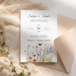 Elegante Wildblume Boho Chic Blumengarten Hochzeit Einladung<br><div class="desc">Eine elegante, einfache minimalistische Hochzeitsvorlage Einladung. Das ist eine Schwarz-Weiß-Hand, die die Vornamen der Braut und des Bräutigams trägt, sowie bearbeitbare Infos mit Aquarell farbenfroh leuchtende Wildblumen Wiese . Pastellrosa, gelb, blau, lavender und grün. Erschwinglich und es ist digitale elektronische e-Einladung auch . Alle Informationen können durch Anklicken des Buttons...</div>