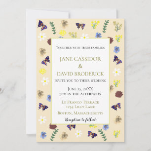 Elegante Wildblume Boho Eggshell Wedding Einladung