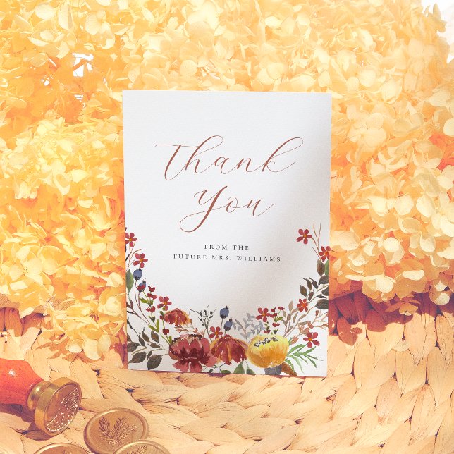 Elegante Wildblume Boho Floral Brautparty Dankeskarte (Von Creator hochgeladen)