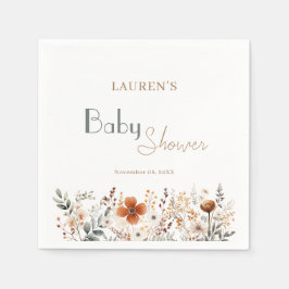 Elegante Wildblume Boho Gender Neutral Baby Shower Serviette