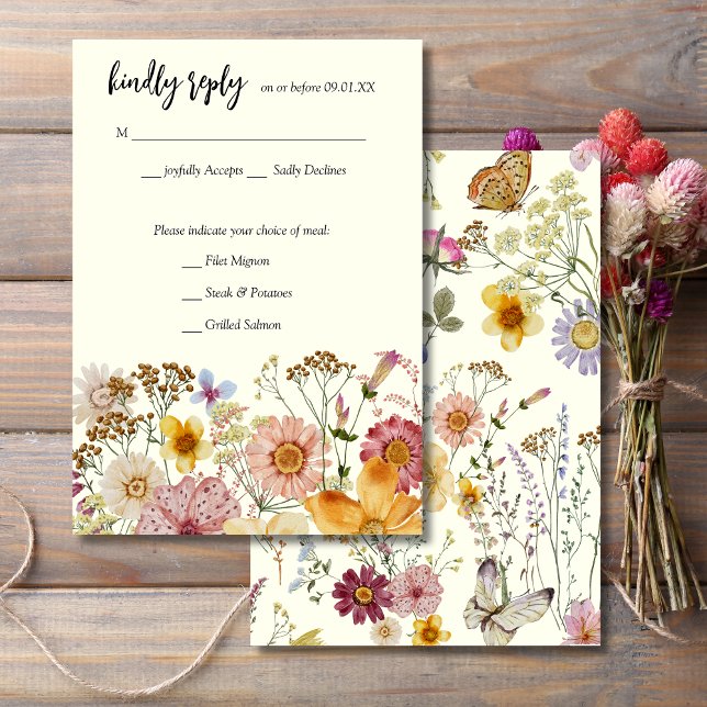 Elegante Wildblume Boho RSVP-Karte RSVP Karte (Von Creator hochgeladen)