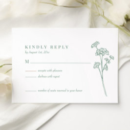 Elegante Wildblume Boho Spring Green Wedding RSVP Karte