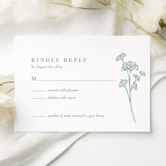 Elegante Wildblume Boho Spring Green Wedding RSVP Karte (Von Creator hochgeladen)