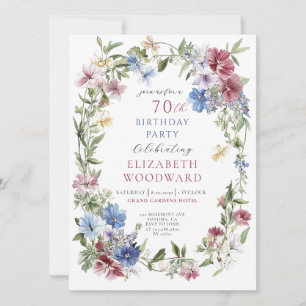 Elegante Wildblume Boho Wasserfarbe 70. Geburtstag Einladung
