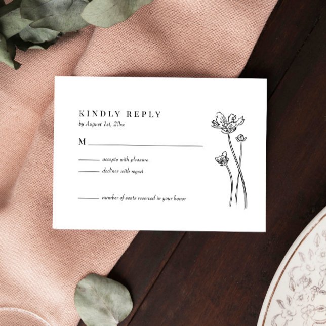 Elegante Wildblume Boho Wedding RSVP Card (Von Creator hochgeladen)