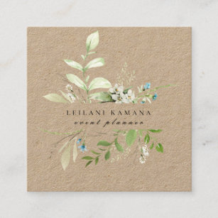 Elegante Wildblume Botanische Kraft Quadratische Visitenkarte