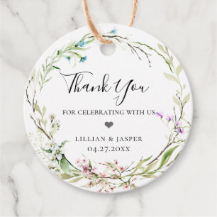 Elegante Wildblume Botanischer Kranz Geschenkanhänger
