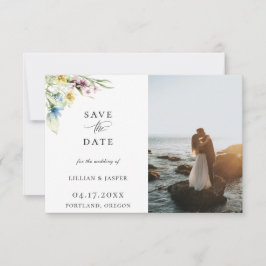 Elegante Wildblume Botanisches Foto Save the Date Ankündigung