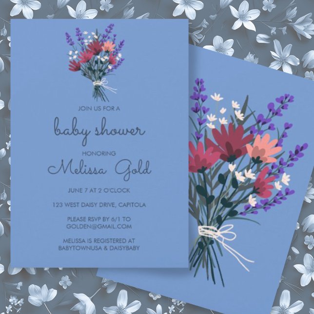 Elegante Wildblume Bouquet BABY SHOWER CUSTOM Luxe Einladung (Custom baby shower invitation with wildflower bouquet. Change the colors and fonts if you like)
