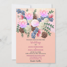 Elegante Wildblume-Boutique-Apricot-Hochzeit Einladung