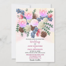 Elegante Wildblume-Boutique-Hochzeit-Einladung